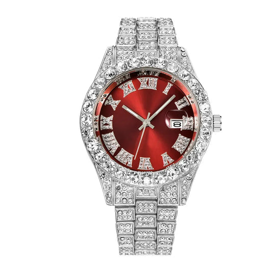 Reloj Plateado Rojo