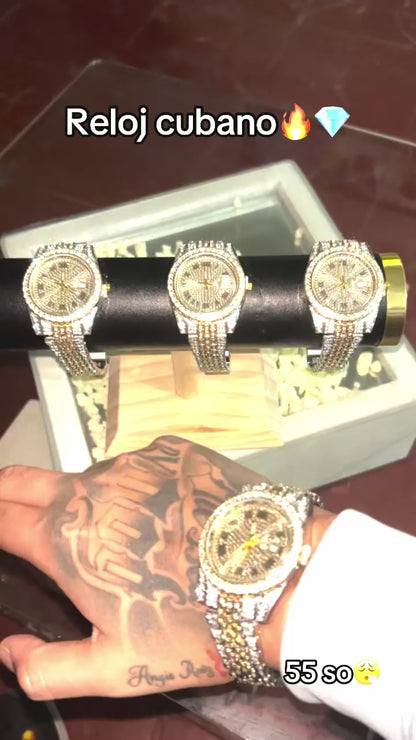 Reloj cubano diamantado